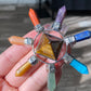 Energy Generator with seven kind Quartz, Tiger eye,Turquoise,Amethyst gemstone Orgonite  Pyramid Reiki Chakra Healing Gift,EMF Protection