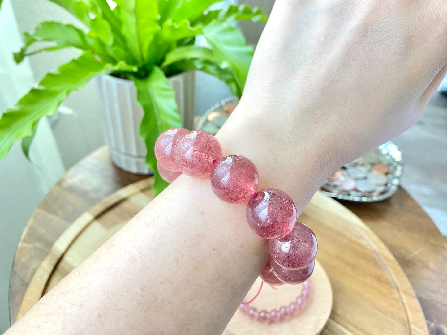 AAAA Grade Natural Rainbow Flash Strawberry Quartz with full seed Gemstone Healing Bracelet 7mm,8mm,10mm,11mm,18mm