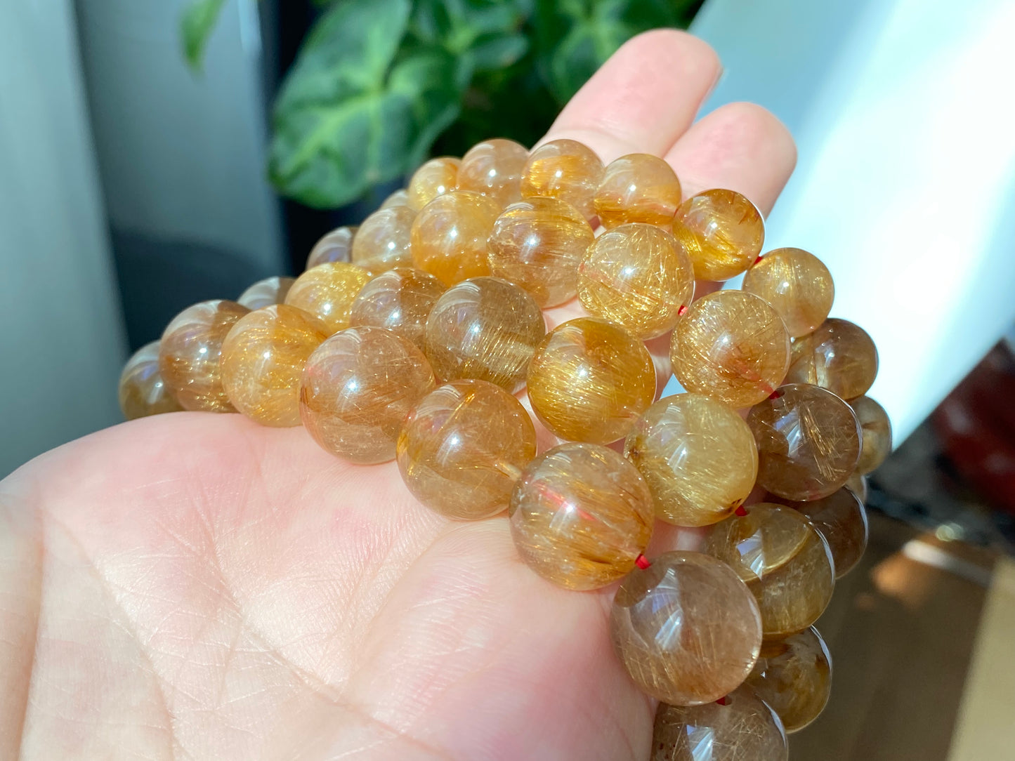 Top Grade Latte gold Coffee Rutilated Quartz,  wealth, health,block bad energies round bead bracelet 10mm,12mm,13mm