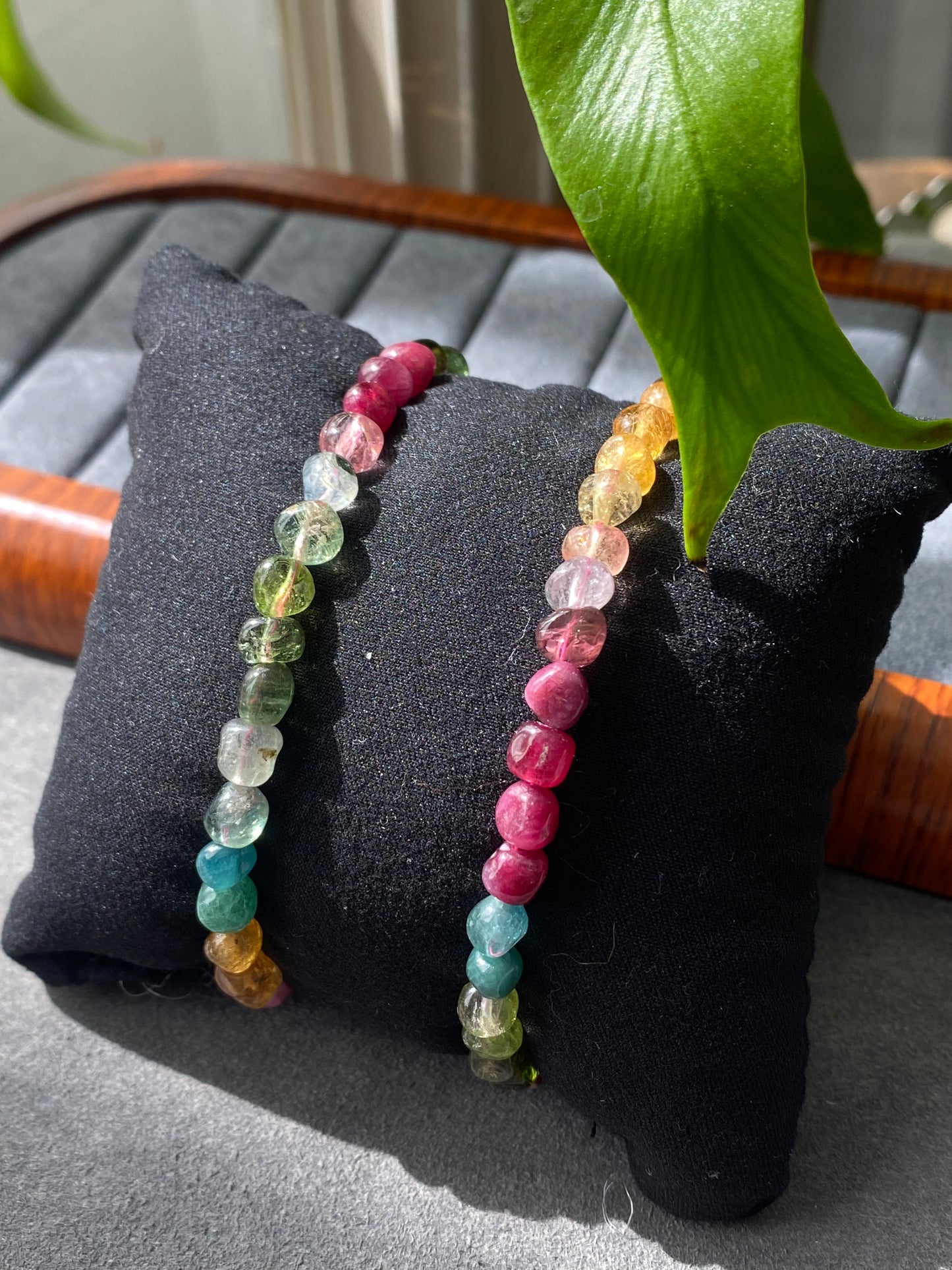 Rare Find High Grade  color standard irregular nuggets watermelon Rainbow Tourmaline Bead Bracelet 6mm,sterling silver,gift for herm