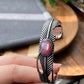 Vintage setting Natural Purple Lepidolite Purple Mica Cat eyes fire Bangle bracelet