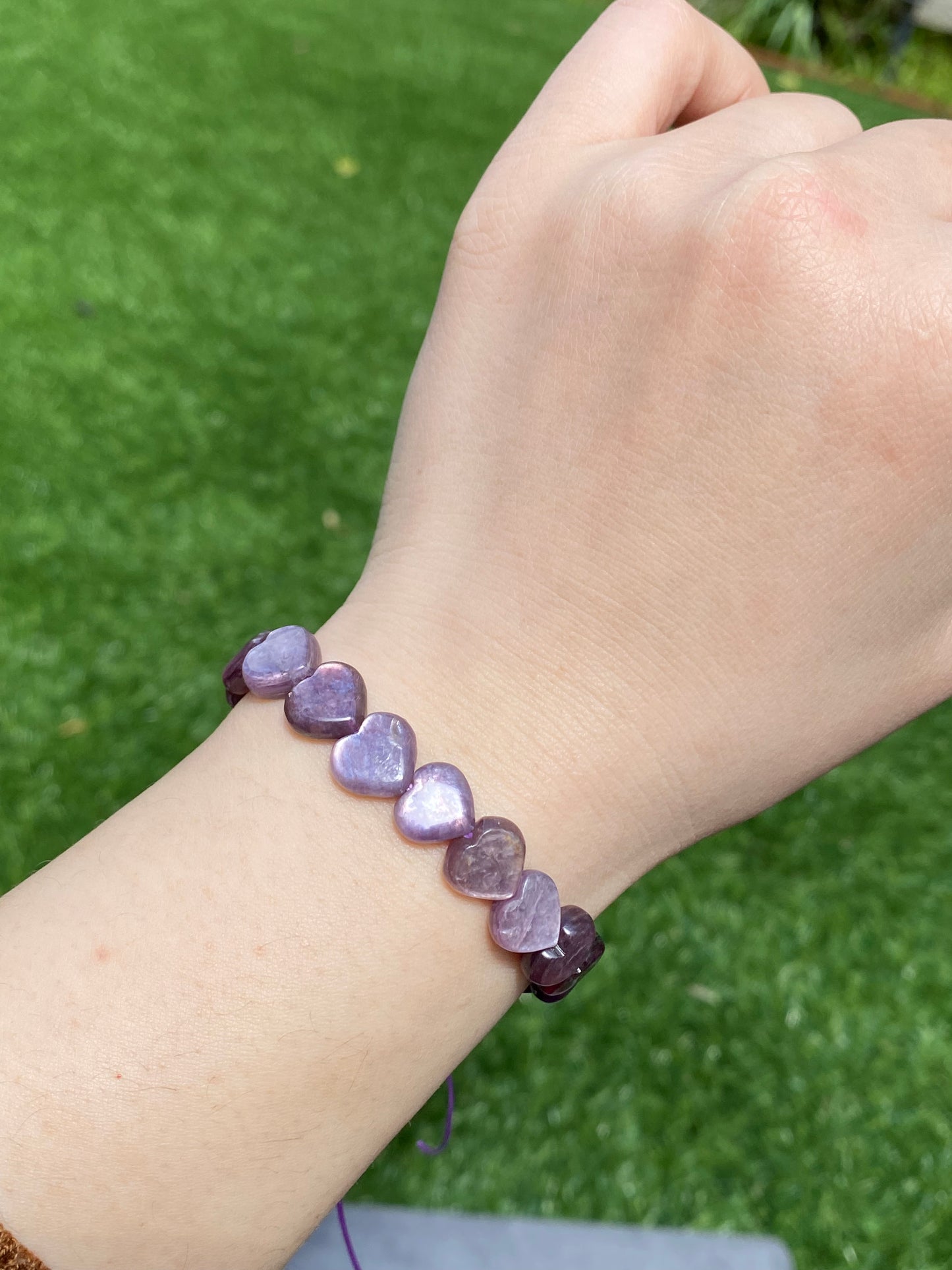 AAAA grade cat eyes luxury natural purple Lepidolite Heart shape bracelet, Mica Rutilated Quartz gift for her,Valentine's Day