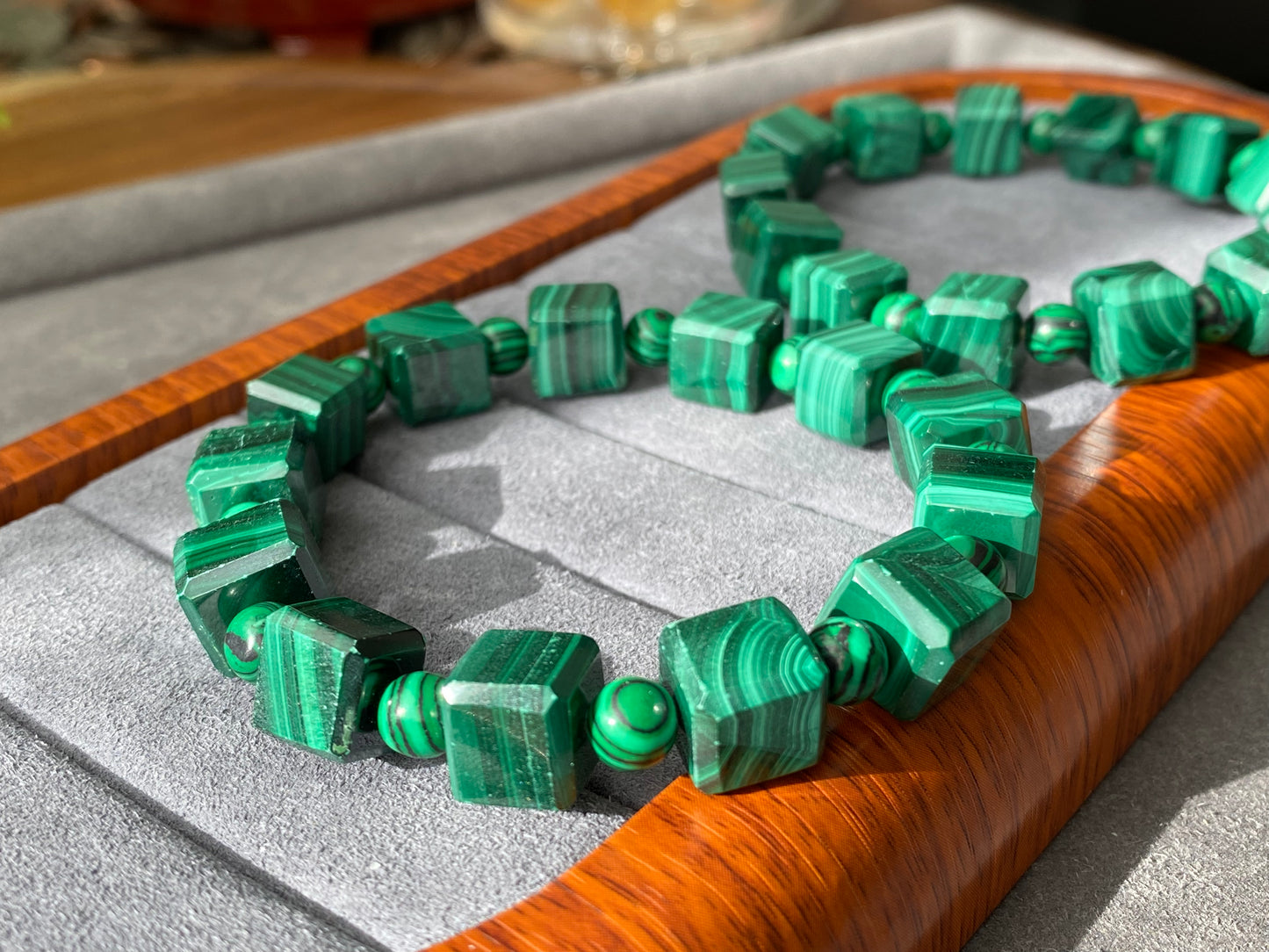 natural sugar cube square shape Inner Peace Malachite bracelet gift for everyone,handmade bracelet