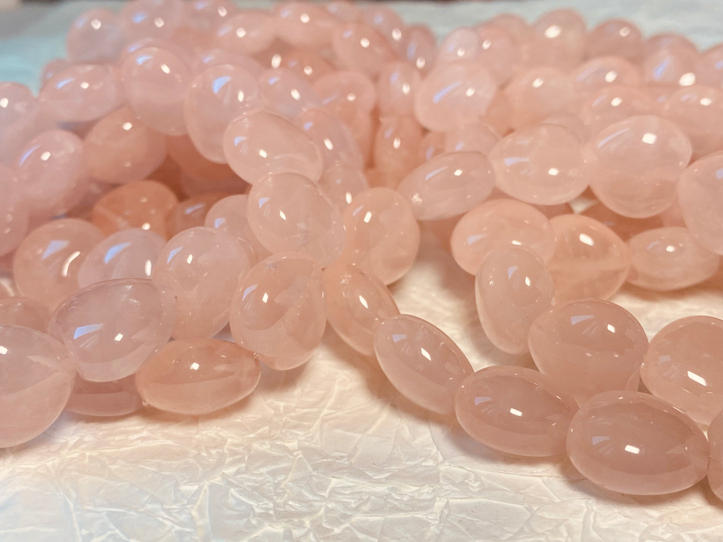 AAA high quality Rose quartz puffy heart shape bracelet bead grapefruit pink