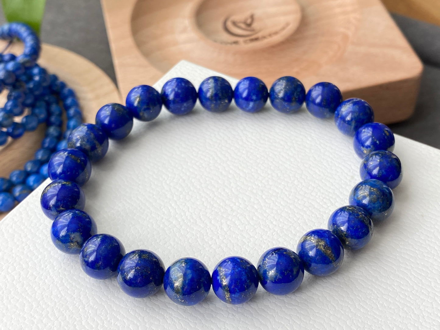 Natural High Grade less White More Blue Lapis Lazuli gemstone earless Anxiety Stress Relief Bracelet，Emotional Healing 5MM/9MM