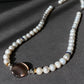 Almost Round Natural Pearls with Black mother of pearls Vintage Multiple Use Choker Necklace