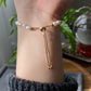 Natural Fresh water baroque Pearls with four leaf clover Mother of pearls 14K gold slide open Bracelet