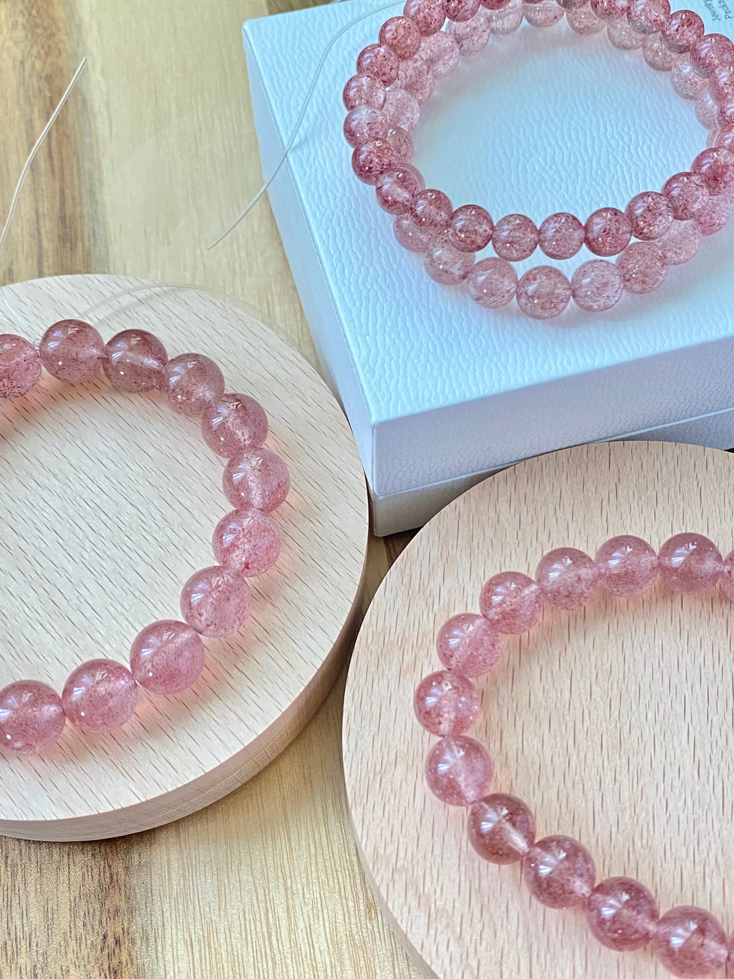 AAAA Grade Natural Rainbow Flash Strawberry Quartz with full seed Gemstone Healing Bracelet 7mm,8mm,10mm,11mm,18mm