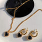 vintage heart shape 18k with black agate and mother of pearl necklace