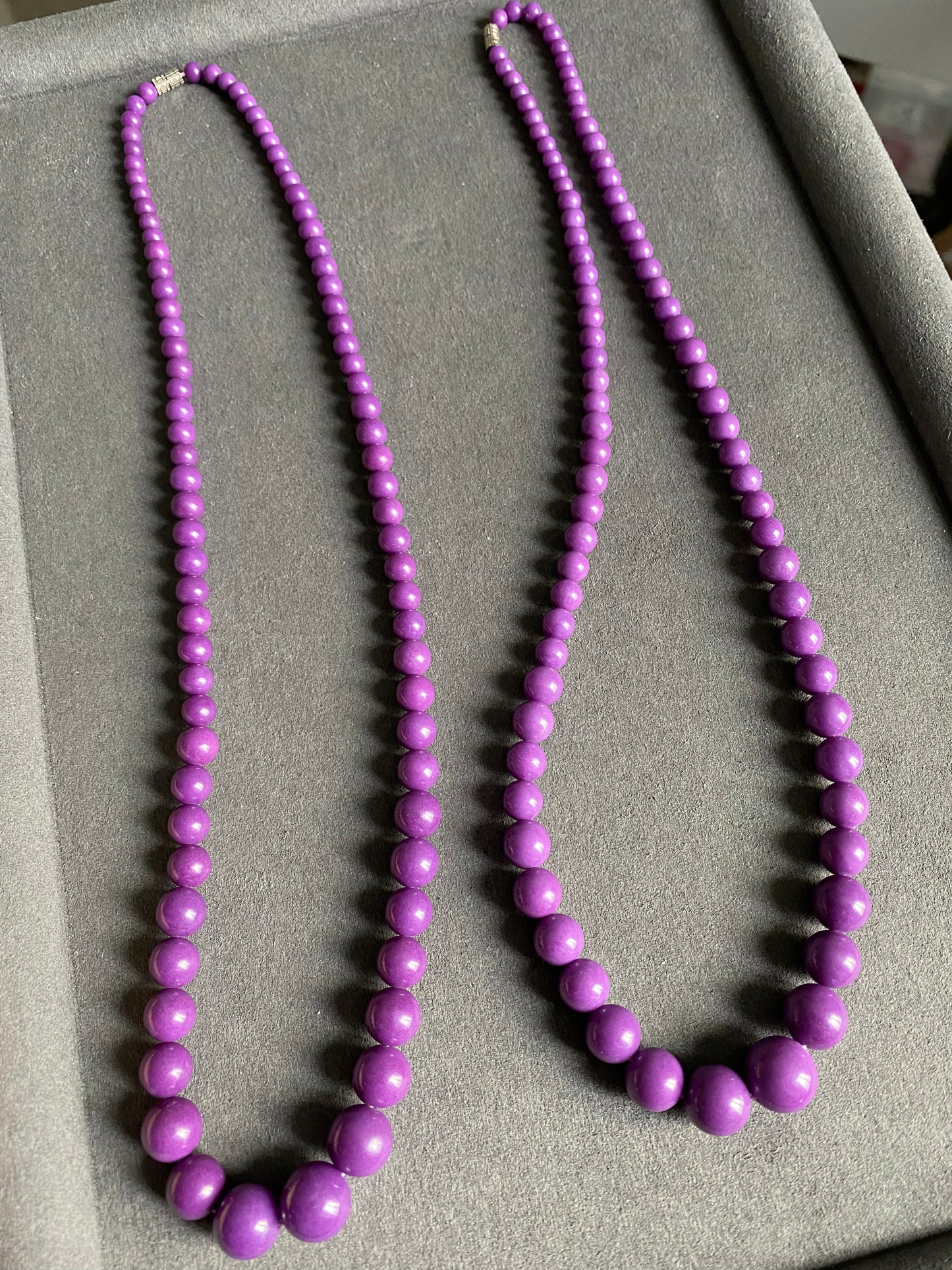 Rare High Grade Natural  Royal Purple Phosphosiderite Purple Mica Polished Smoothie Round Bead Necklace