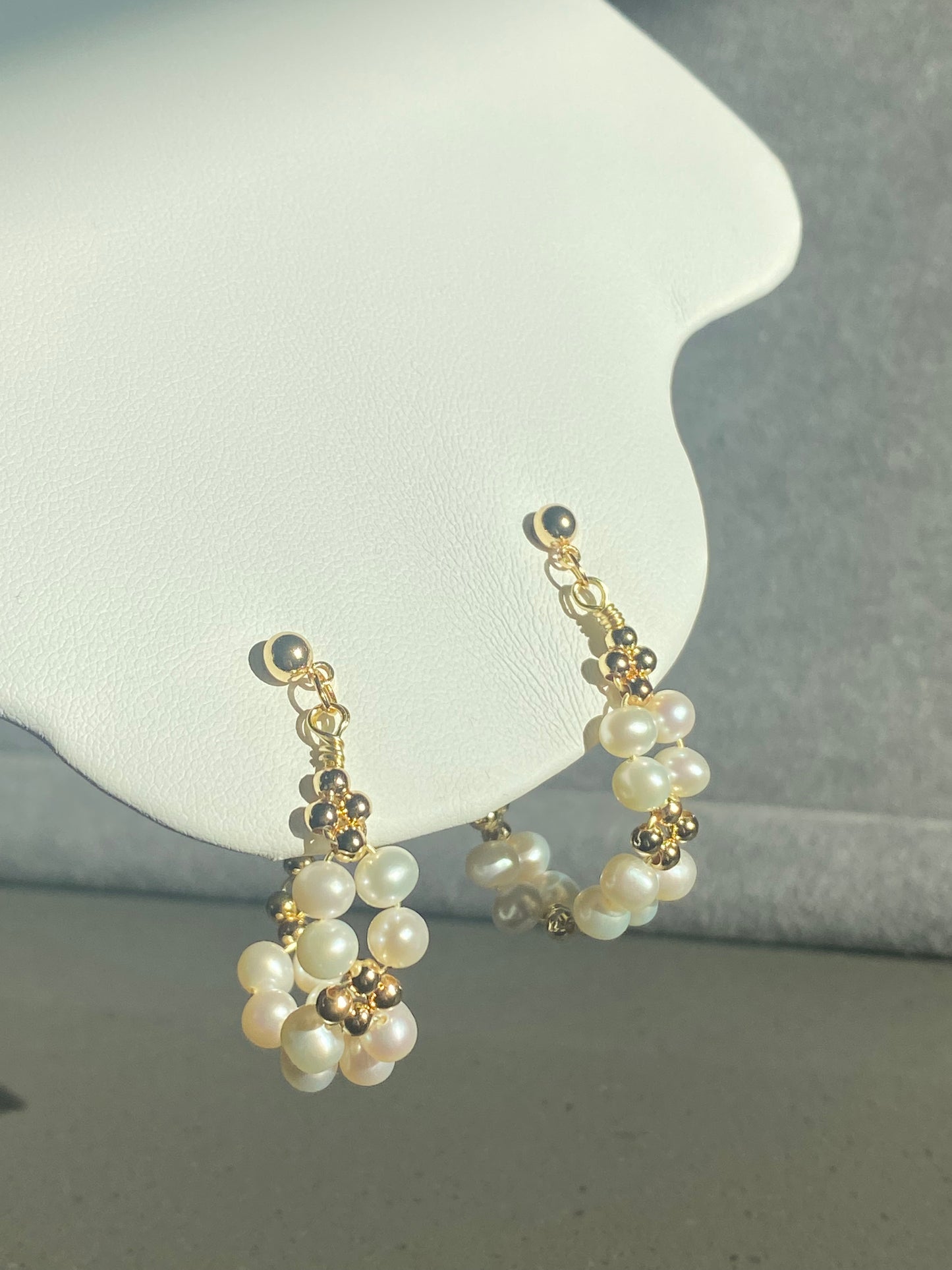 Natural Fresh water Pearls 14k gold filled wire pearl hoop princess earrings