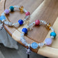 sunstone，rose quartz，Blonde crystal，Turquoise ，Amethyst，Rhodonite，Black Rutilated ，Lapis Lazuli，aquamarine all in one bracelet