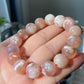 Rare High Grade Natural Sakura Agate,Cherry Blossom Flower Agate Round Bead  bracelet,Valentine's Day Gift