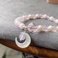 Love with Crescent Moon Rose Quartz freshwater pearls faceted clear quartz handmade bracelet, gift for her,Valentine gift