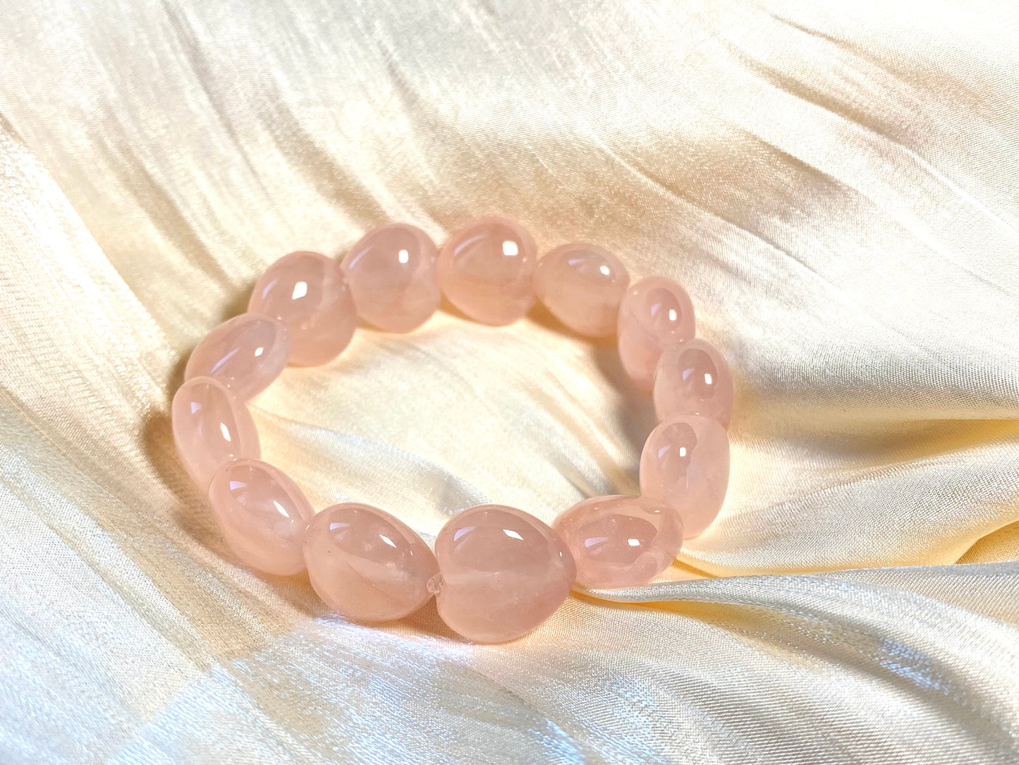 AAA high quality Rose quartz puffy heart shape bracelet bead grapefruit pink