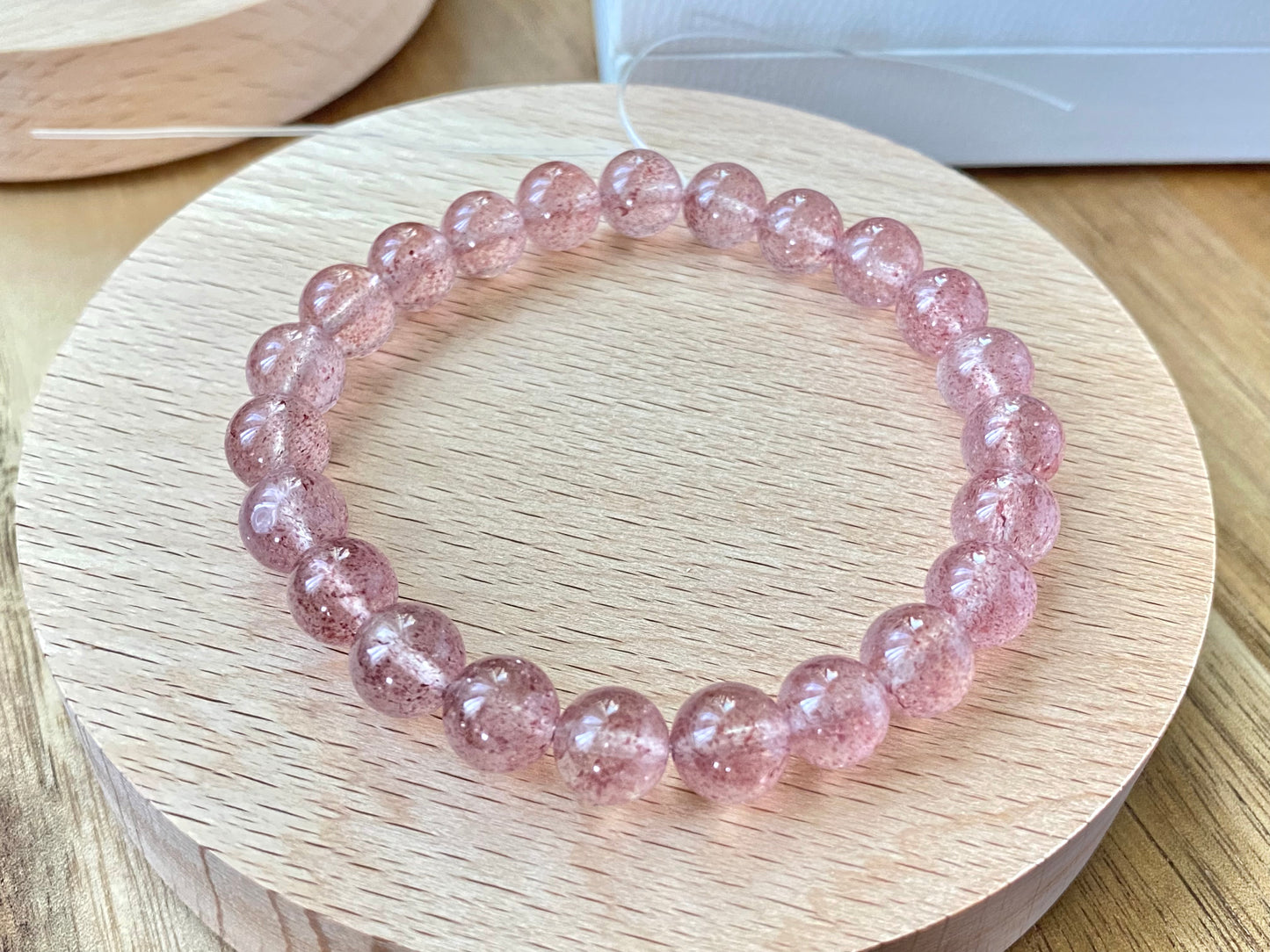 AAAA Grade Natural Rainbow Flash Strawberry Quartz with full seed Gemstone Healing Bracelet 7mm,8mm,10mm,11mm,18mm