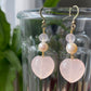 Natural AAA high quality Rose quartz cuty puffy heart shape drop dangle earring,Handmade Earring,Made in California