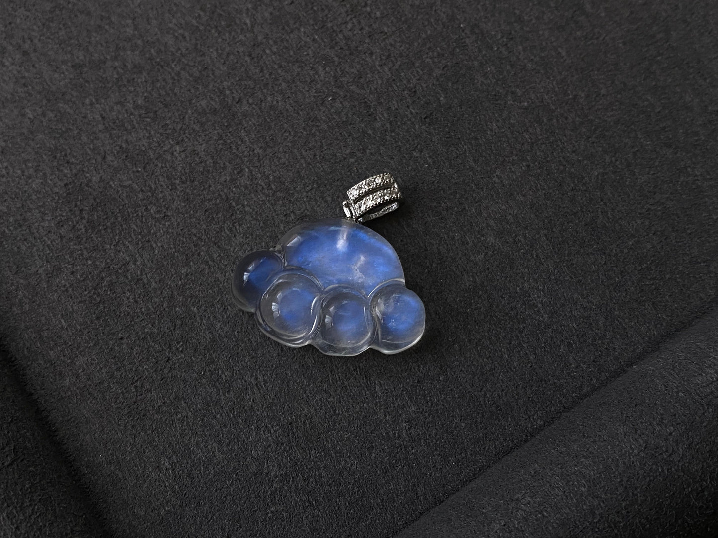 Sri Lanka Natural Moonstone blue Fire illuminate Labradorite Cat Paw Sterling silver pendant with leather necklace