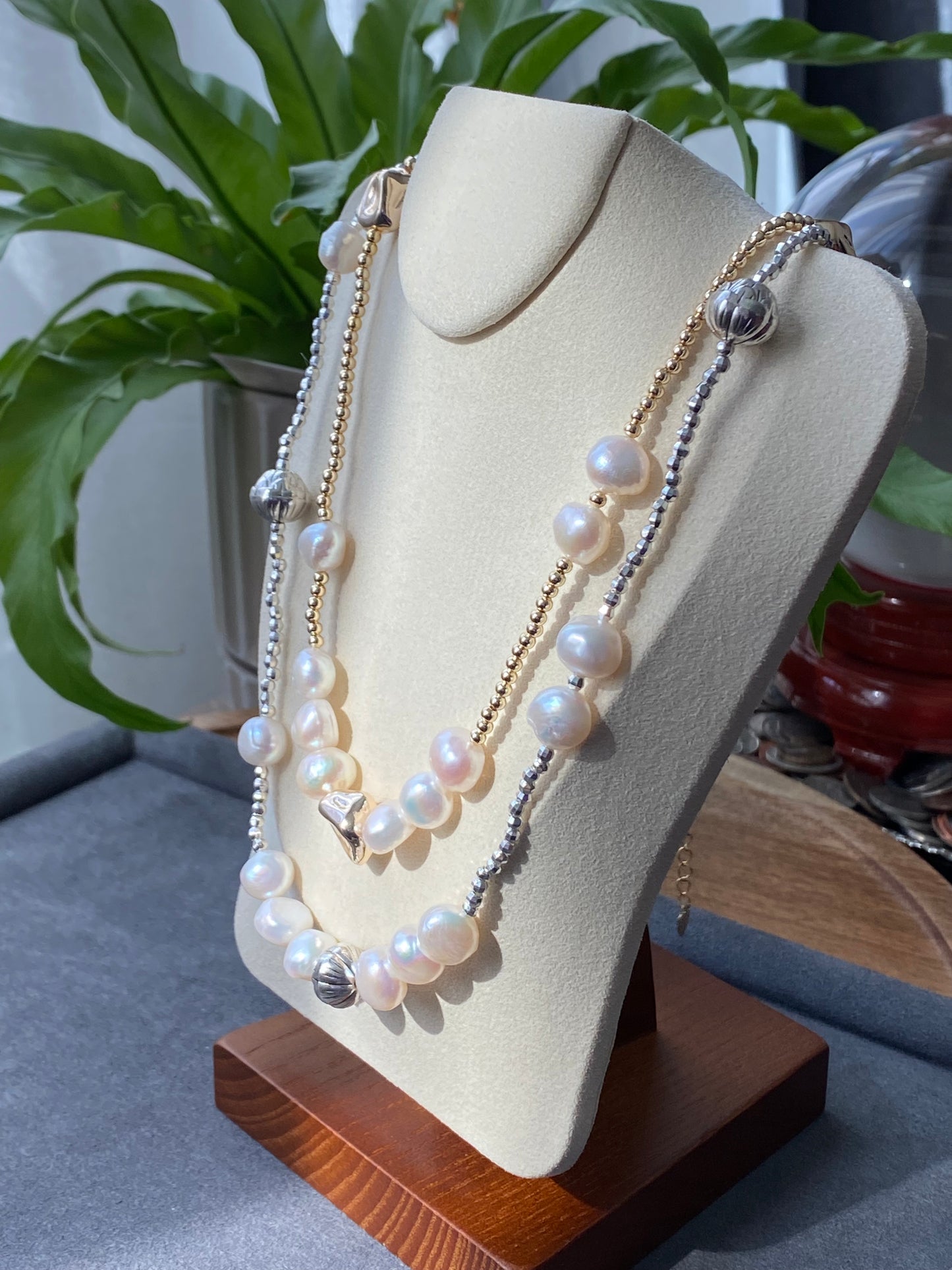 Natural Freshwater pearls baroque stone lotus ins style handmade Necklace, gift for her