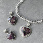 Natural High Rare Grade Purple Pink Sugilite Heart Shape  Mid-century Sterling Silver Pendant