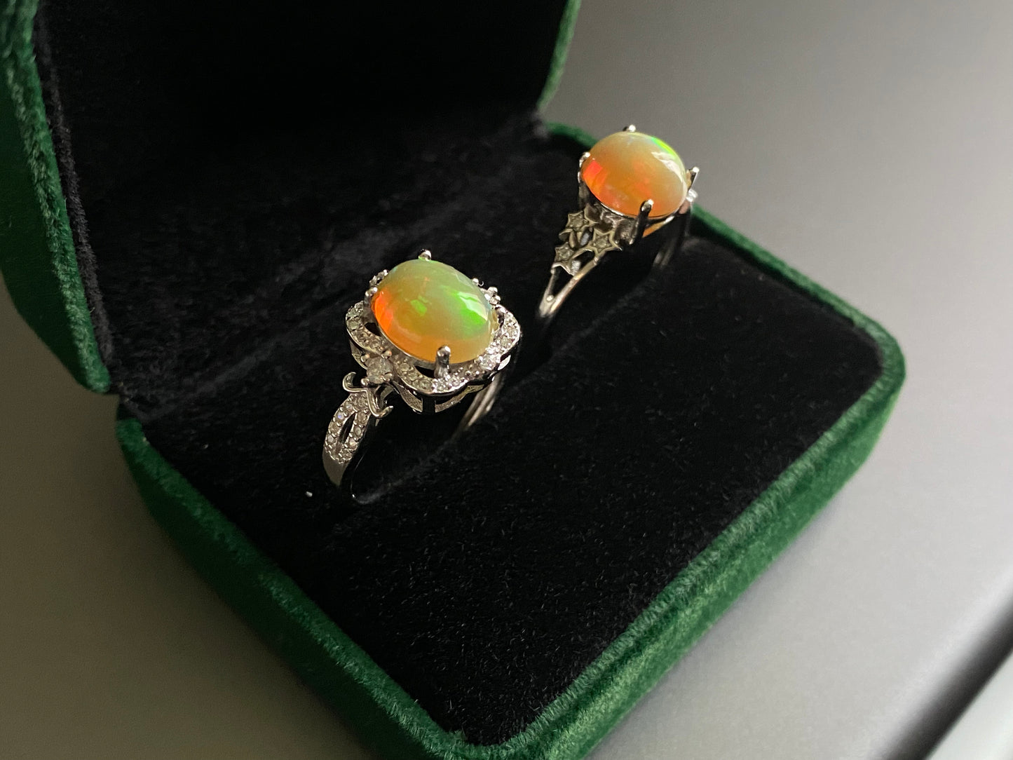 Natural Yellow Orange Colorful Fire illuminate Oval set on S925 Statement Ring,gift for her, holiday gift