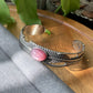 Vintage setting Natural Purple Lepidolite Purple Mica Cat eyes fire Bangle bracelet