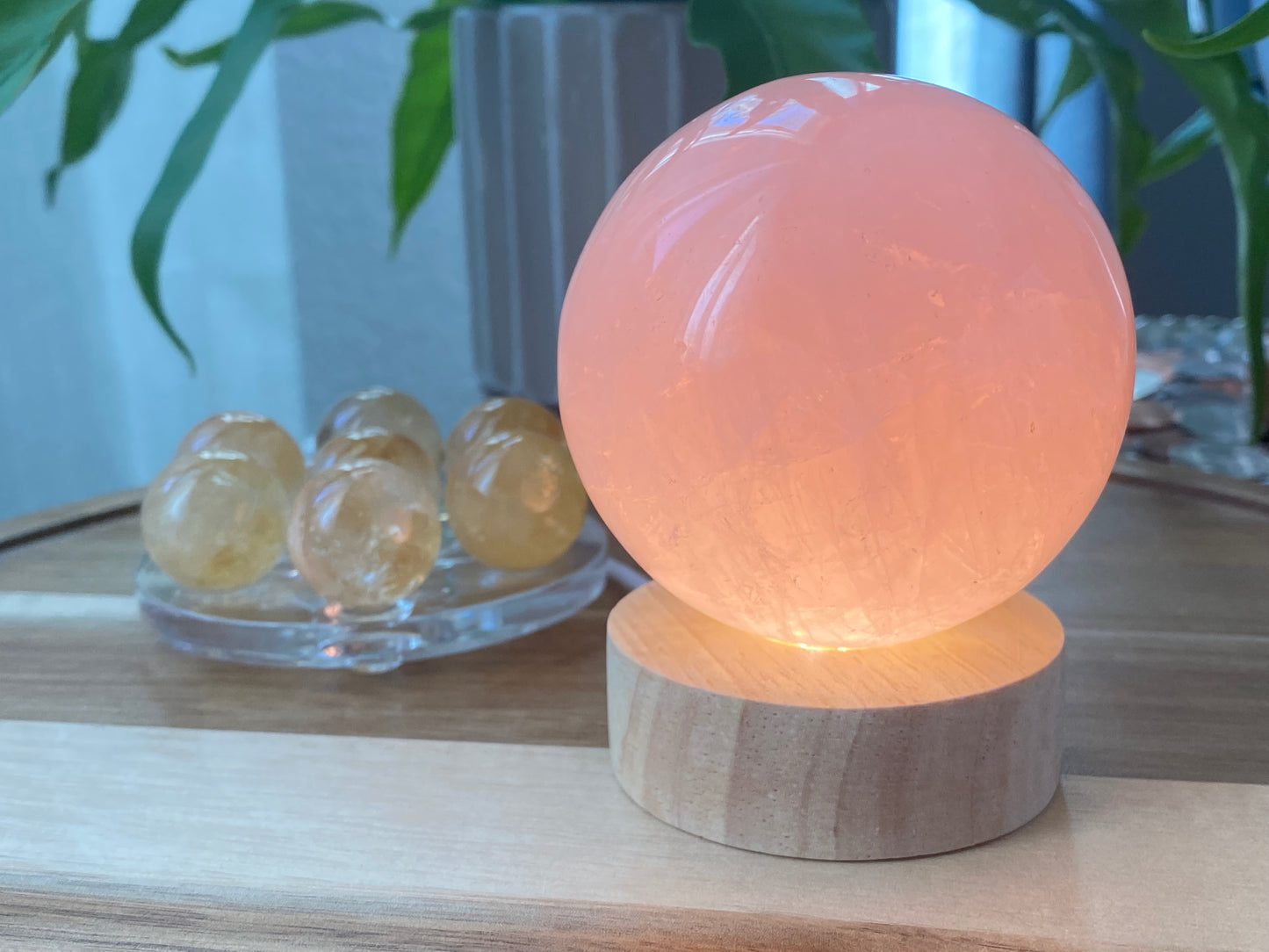 Hight grade 76MM Natural Rose quartz Sphere，Quartz Crystal Ball,Crystal Healing Divination ball,Led light stander