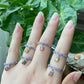 Tourmaline Emerald Cut super cute dangle  zircon adjustable ring