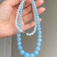 Natural Aquamarine Ocean Blue sky blue gradient Mixed size Bead Healing Crystal Necklace 5-13MM,gift for her