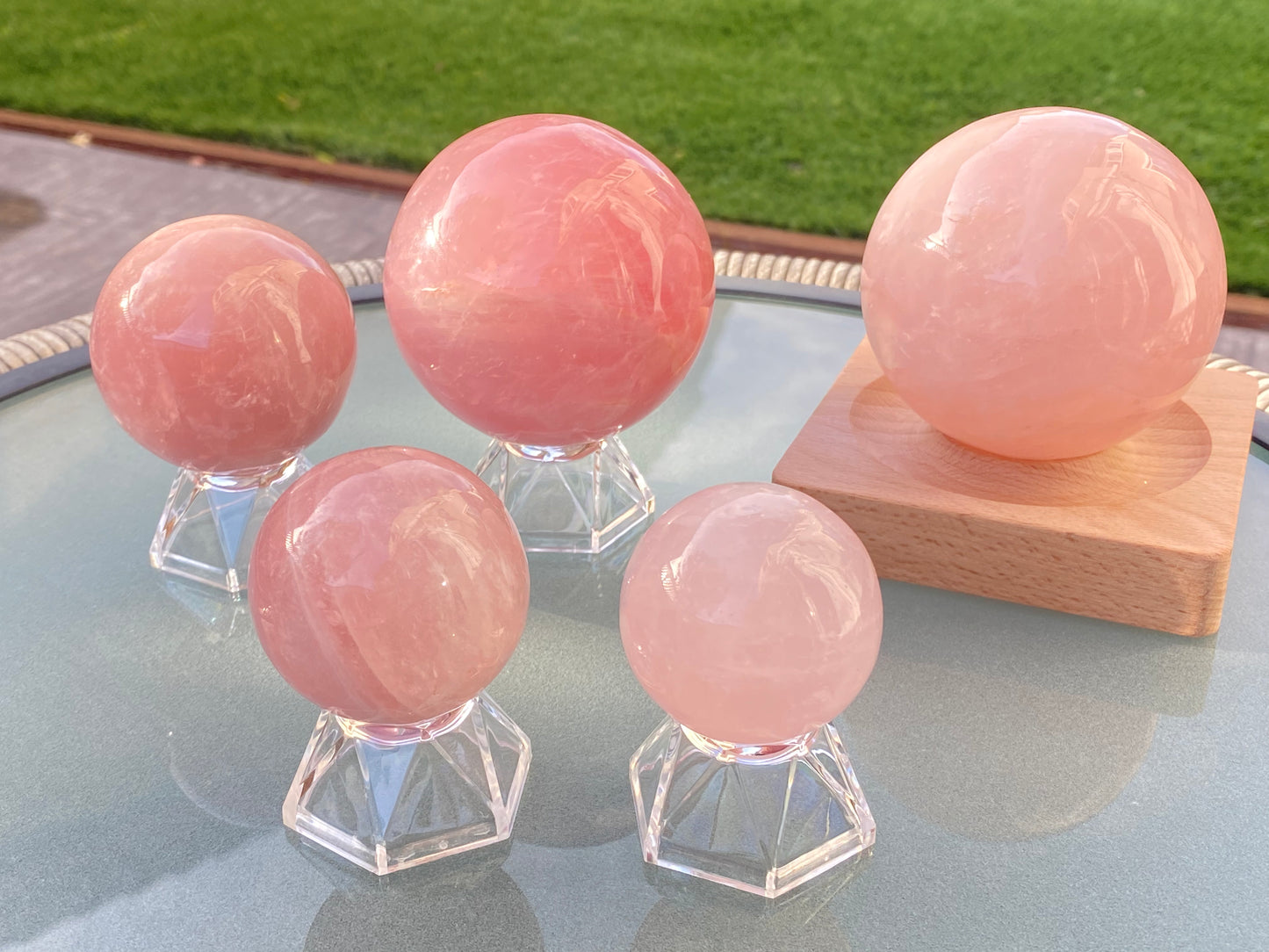 Hight grade 76MM Natural Rose quartz Sphere，Quartz Crystal Ball,Crystal Healing Divination ball,Led light stander