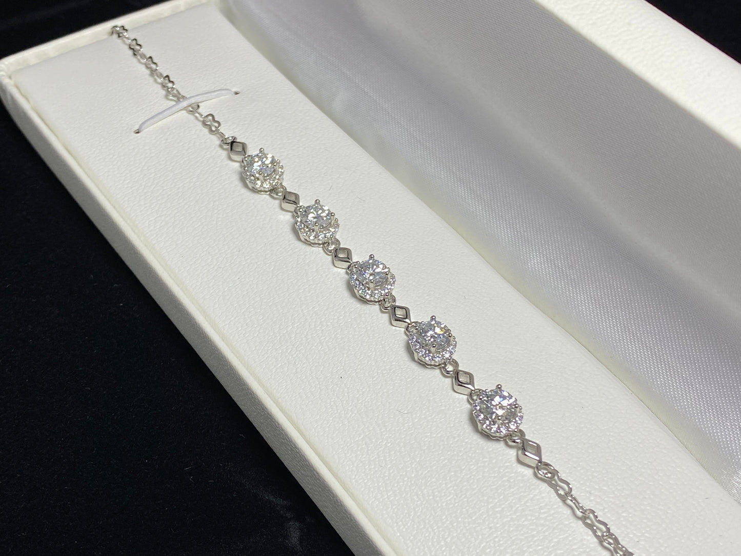 Certificated 0.5ct  Moissanite chain Sterling silver bracelet,wedding chain bracelet, gift for her