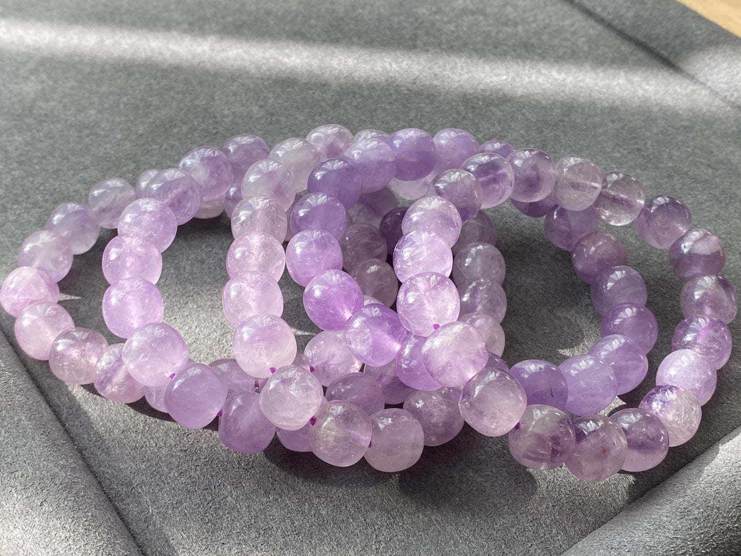 Natural Amethyst Light Purple ,Violet,Lavender,Purplevine,Trendy Purple tone short barrel Bracelet