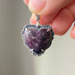Natural High Rare Grade Purple Pink Sugilite Heart Shape  Mid-century Sterling Silver Pendant