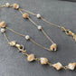 Natural Brown mother of pearls 14K gold Bracelet and Necklace set,it can Link to be long Necklace