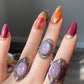 Natural Purple Lepidolite Vintage style Oval shape Adjustable Ring
