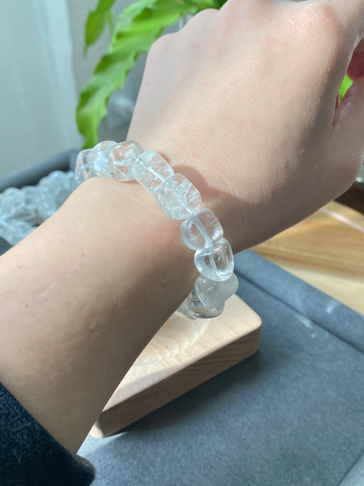 AAA Grade Natural Loaf Sugar cube shape White Crystal Rock crystal White Qaurtz Bead Bracelet