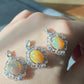 Natural Yello Opal brilliant Rainbow Fine shinning Sterling silver S925 Pendant,Birthstone Jewelry,Cabochon Opal Necklace