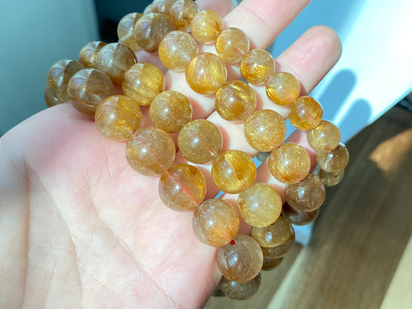 Top Grade Latte gold Coffee Rutilated Quartz,  wealth, health,block bad energies round bead bracelet 10mm,12mm,13mm