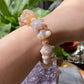 Natural Sakura Agate,flower agate hand carved couple shy bear beads bracelet,gift for her