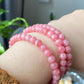 Top High Grade Ice Rhodochrosite,Less white more clear Rainbow cat eye fire smooth round Bracelet