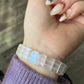 Natural Sri Lanka Moonstone super strong blue Fire illuminate rectangle Bangle bracelet, gift for her,anniversary gift
