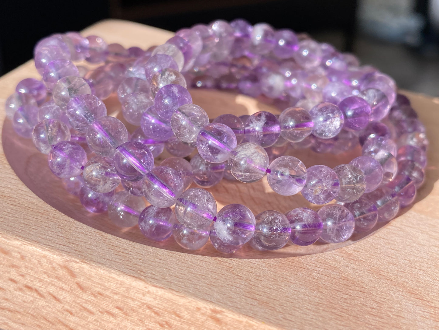 AAAA Grade Natural Purple Quartz Rutilated Rainbow shinning Round bead Bracelet Necklace 6mm