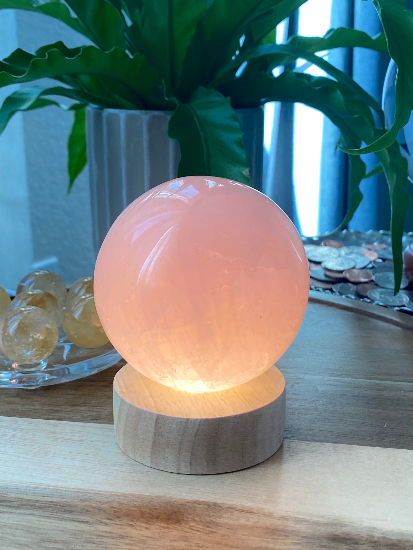 Hight grade 76MM Natural Rose quartz Sphere，Quartz Crystal Ball,Crystal Healing Divination ball,Led light stander