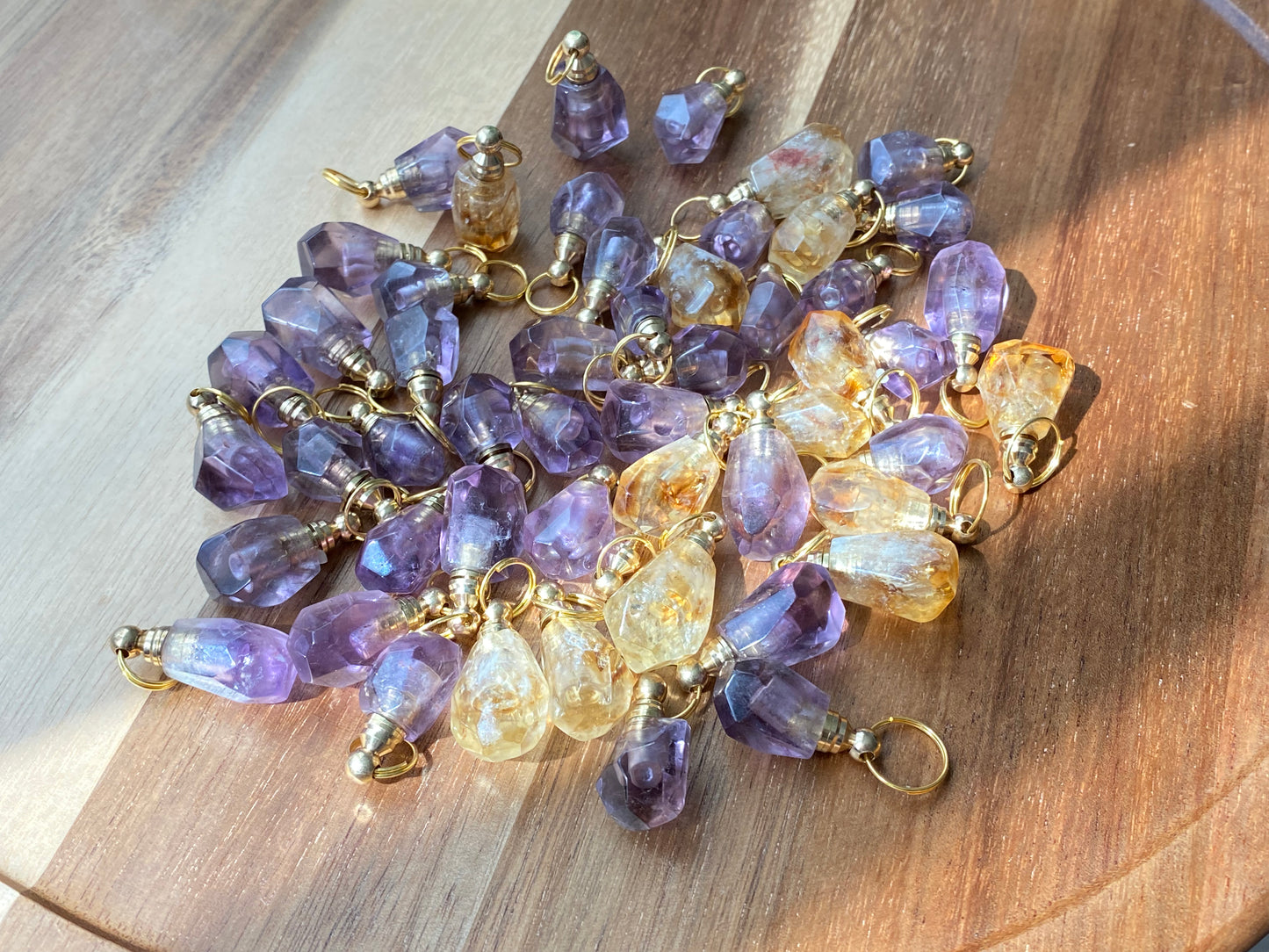 Genuine gemstone Natural Ametrine  Amethyst perfume small bottle necklace pendant Healing Crystal  Handmade Jewelry, Anxiety Relief