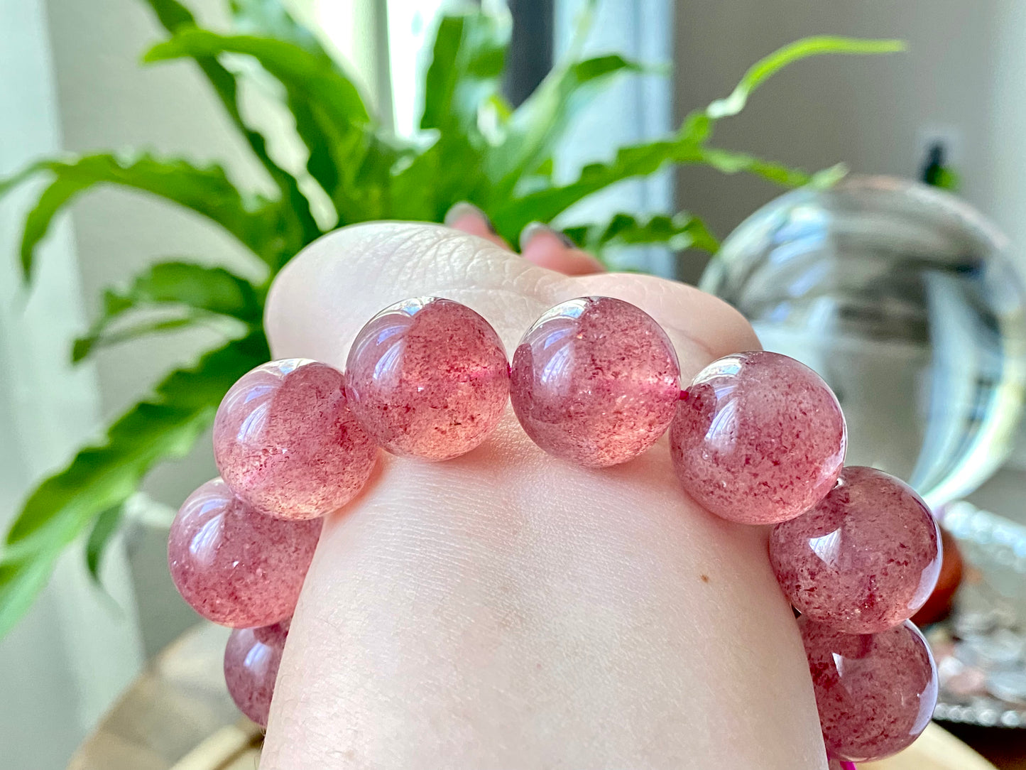 AAAA Grade Natural Rainbow Flash Strawberry Quartz with full seed Gemstone Healing Bracelet 7mm,8mm,10mm,11mm,18mm