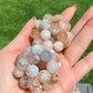 AAAA Clear colorful  Grade Nature Sakura Agate cherry blossom flower agate braided massage ball pendant,gift for her