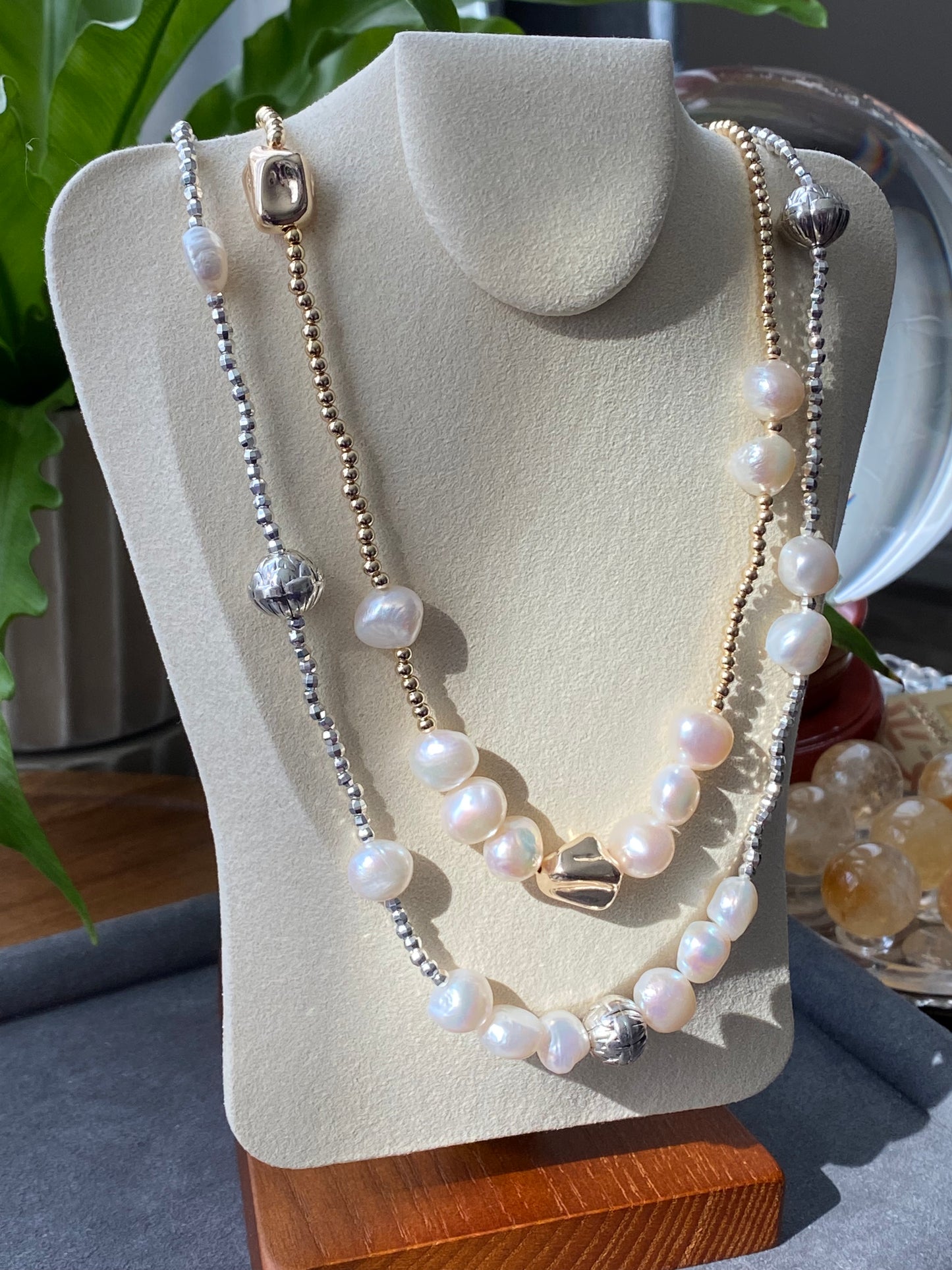 Natural Freshwater pearls baroque stone lotus ins style handmade Necklace, gift for her