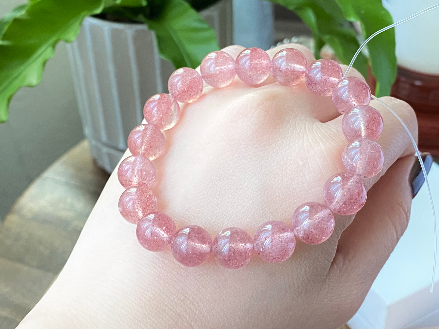 AAAA Grade Natural Rainbow Flash Strawberry Quartz with full seed Gemstone Healing Bracelet 7mm,8mm,10mm,11mm,18mm