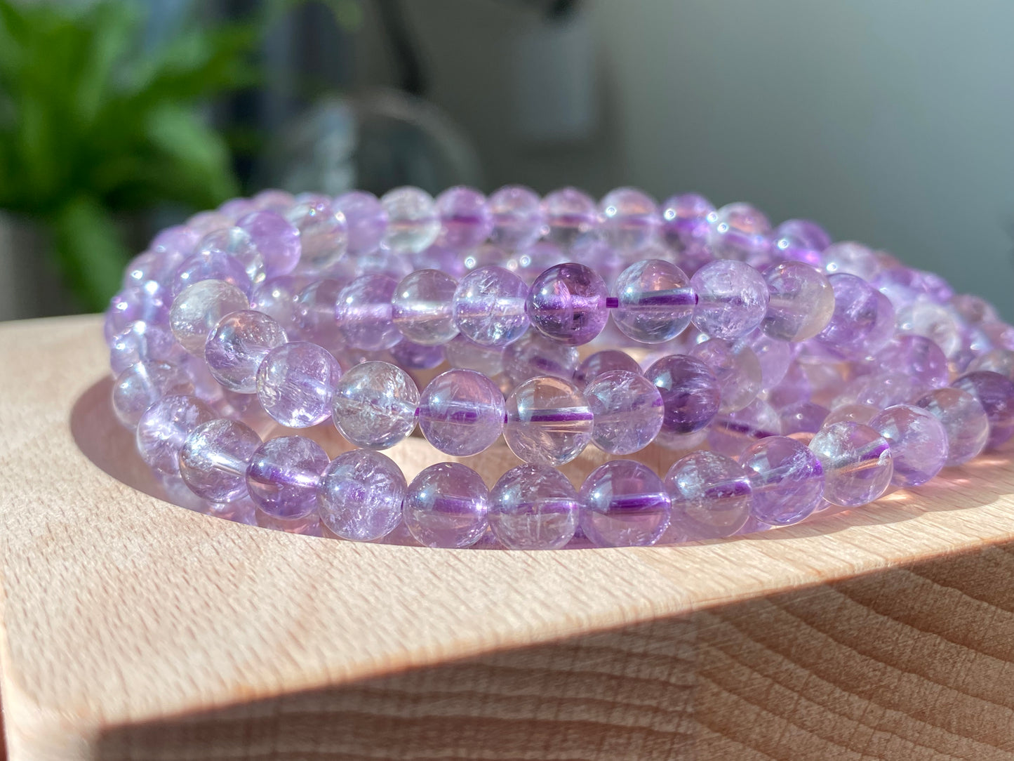 AAAA Grade Natural Purple Quartz Rutilated Rainbow shinning Round bead Bracelet Necklace 6mm