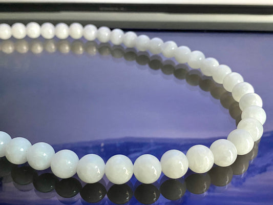 Make Friend Price Authentic  Natural Hetian White Jade Round bead White Nephrite Nacklace 10mm Best Gift for her,gift for Mom